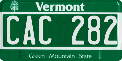VT license plate CAC282