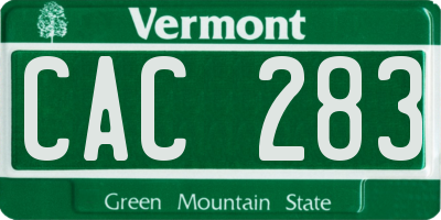 VT license plate CAC283