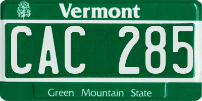 VT license plate CAC285