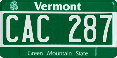 VT license plate CAC287