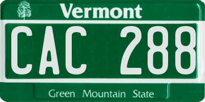 VT license plate CAC288