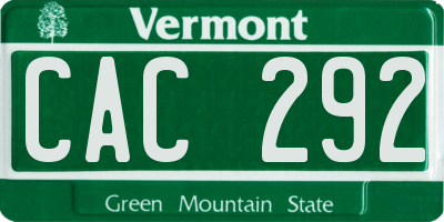 VT license plate CAC292