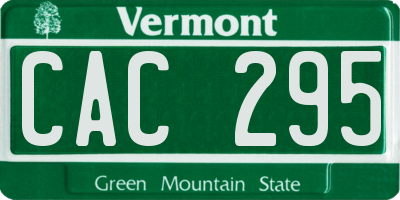 VT license plate CAC295