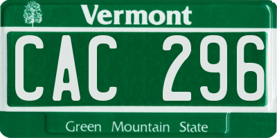 VT license plate CAC296
