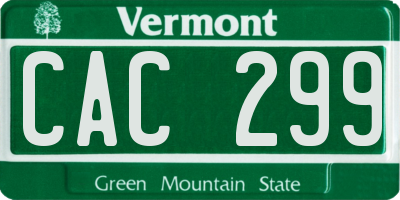 VT license plate CAC299