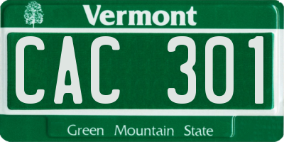 VT license plate CAC301