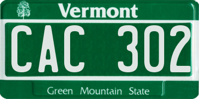 VT license plate CAC302