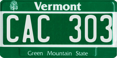 VT license plate CAC303