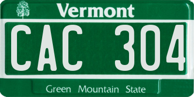 VT license plate CAC304