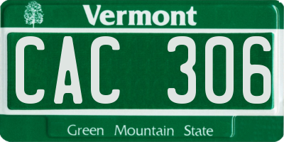 VT license plate CAC306