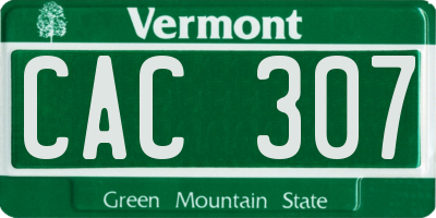 VT license plate CAC307
