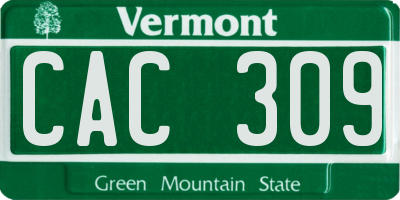 VT license plate CAC309