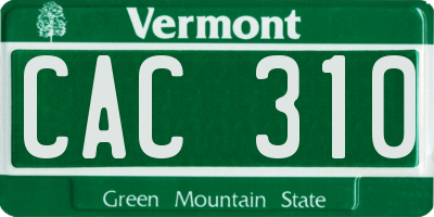 VT license plate CAC310