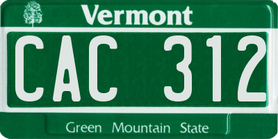 VT license plate CAC312