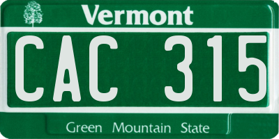 VT license plate CAC315