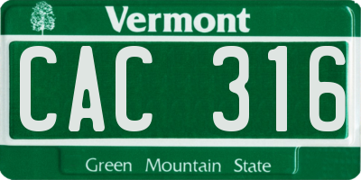 VT license plate CAC316