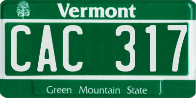 VT license plate CAC317