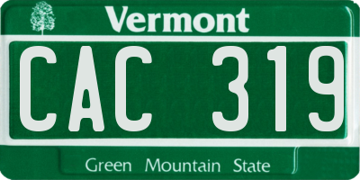 VT license plate CAC319