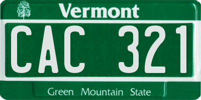 VT license plate CAC321