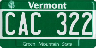 VT license plate CAC322