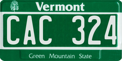VT license plate CAC324