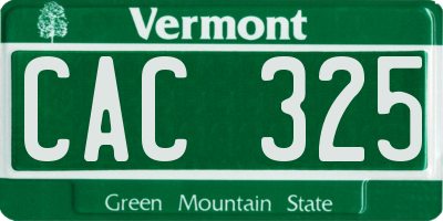 VT license plate CAC325