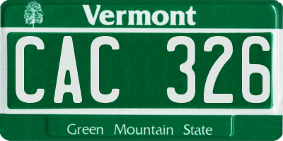 VT license plate CAC326