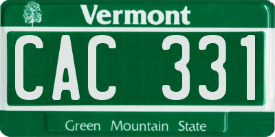 VT license plate CAC331
