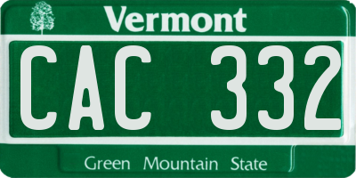 VT license plate CAC332