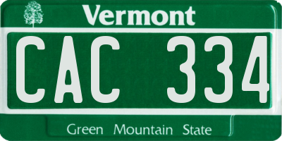 VT license plate CAC334