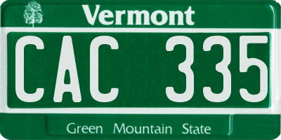 VT license plate CAC335