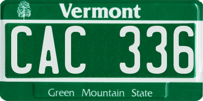 VT license plate CAC336