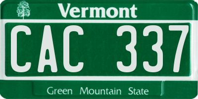 VT license plate CAC337