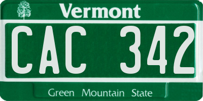 VT license plate CAC342