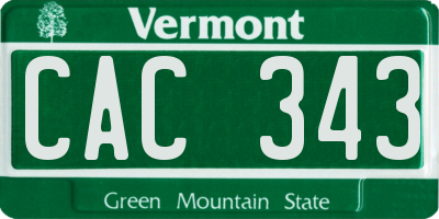 VT license plate CAC343