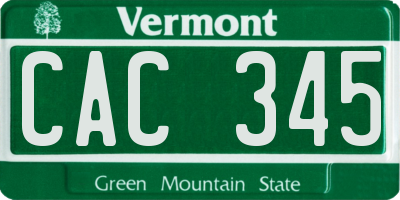 VT license plate CAC345