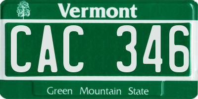 VT license plate CAC346