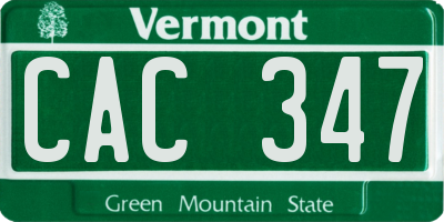 VT license plate CAC347