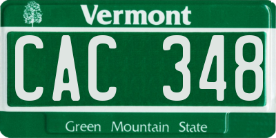 VT license plate CAC348