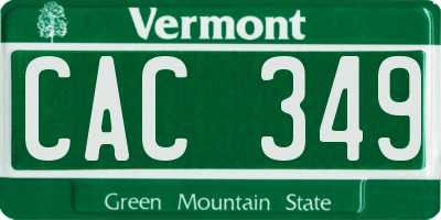 VT license plate CAC349