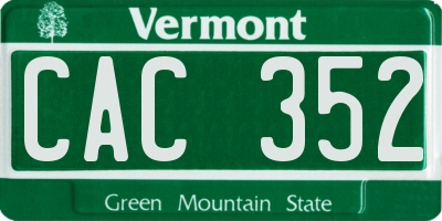 VT license plate CAC352