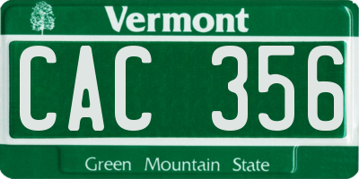 VT license plate CAC356