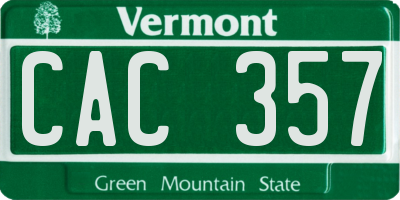 VT license plate CAC357