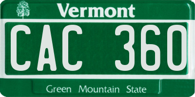 VT license plate CAC360