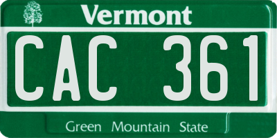 VT license plate CAC361