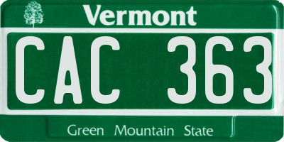 VT license plate CAC363