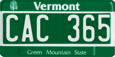 VT license plate CAC365