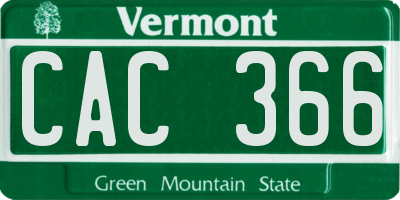 VT license plate CAC366