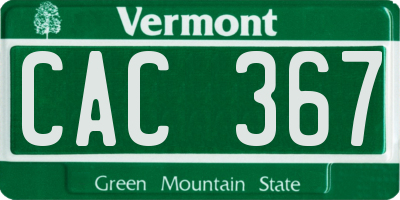 VT license plate CAC367