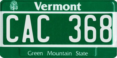 VT license plate CAC368